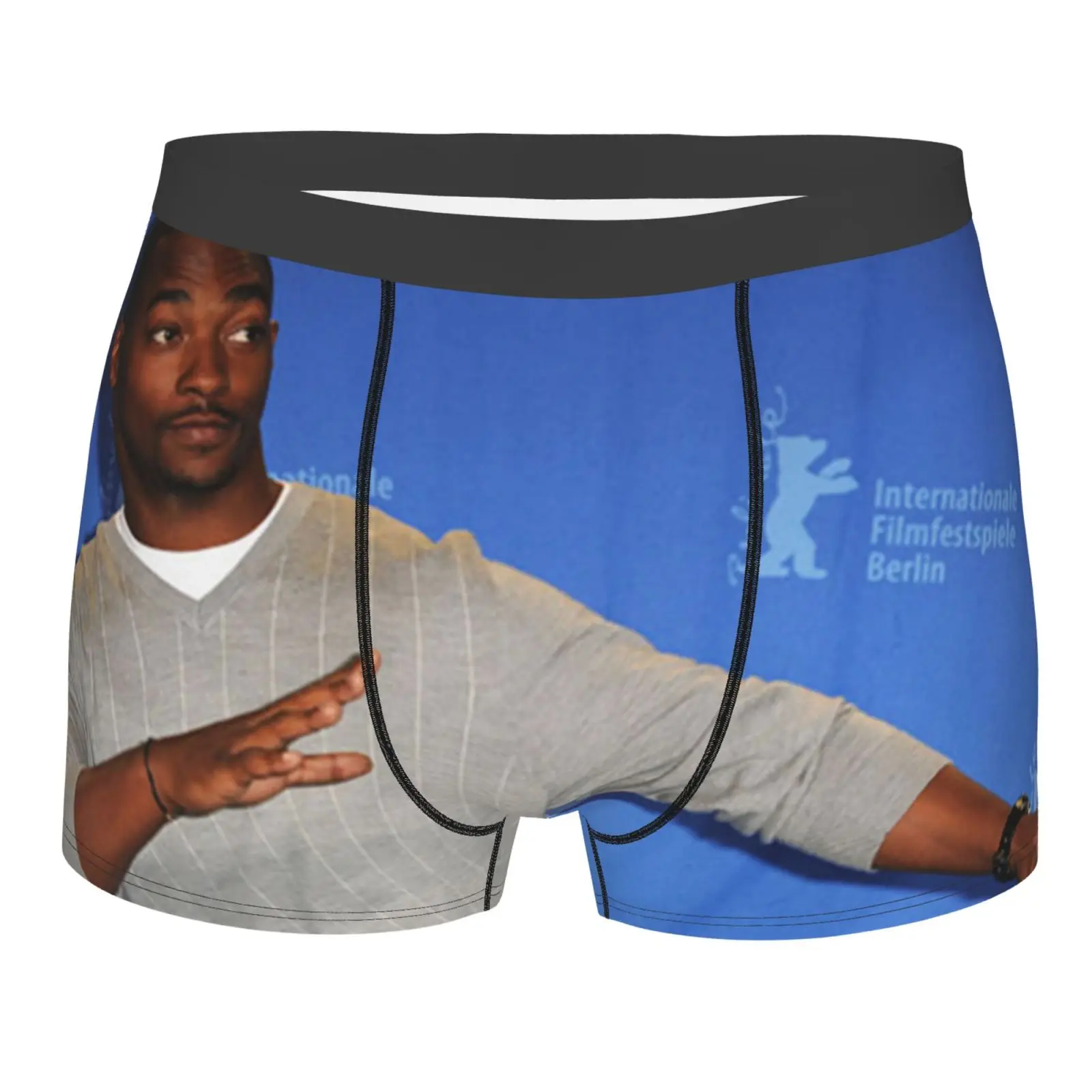 

Anthony Mackie 116 Men's Panties Men's And Top Set Mens Woman Print Calcinha Boxer Feminina Long Men Polyester Ball Pouch Long