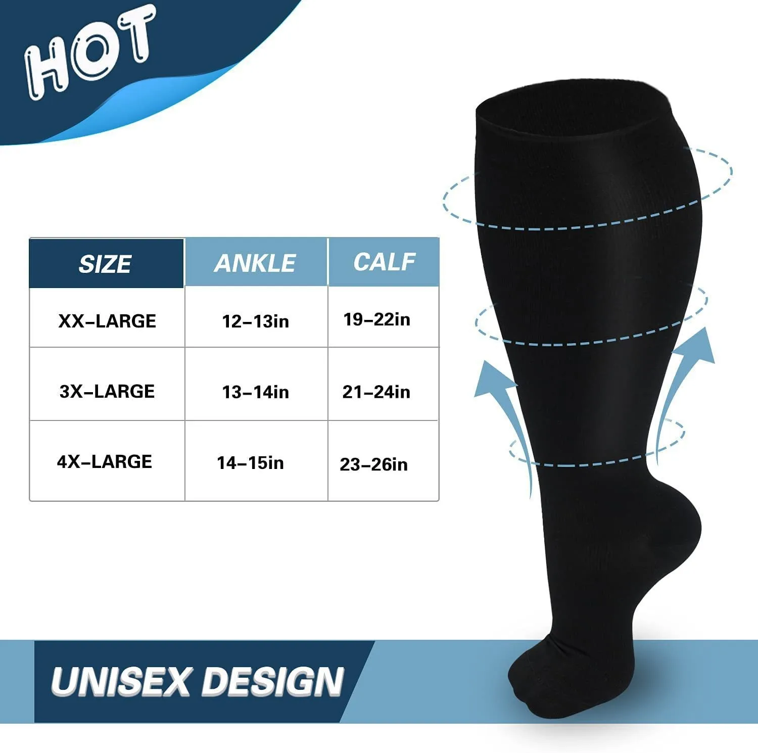 Fat Plus Size Compression Socks Sports Fitness Compression Socks Hot Fat anti-fatigue Pain Relief Elastic Obesity Socks