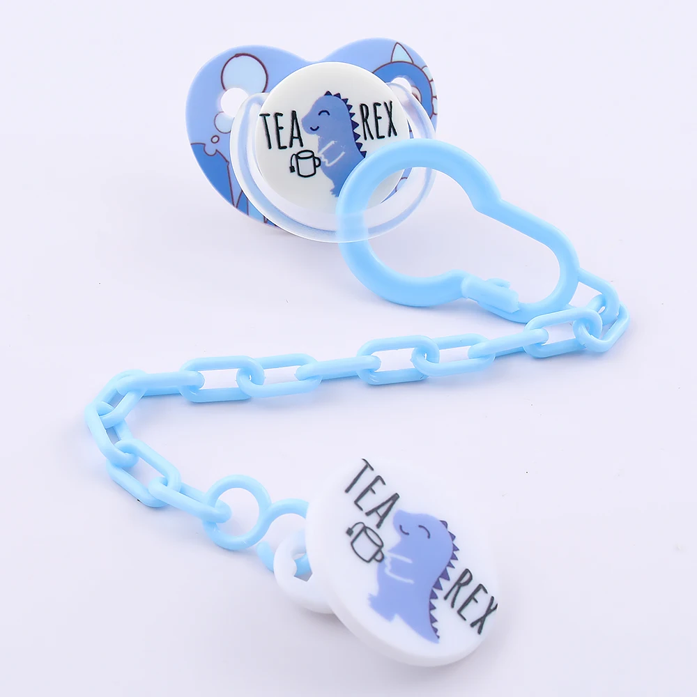 

Baby Pacifier Chain Clips Custom Logo Box Set Blue Baby Shower Gift BPA Free Cartoon Pacifier Baby Stuff For Newborn Chupetes