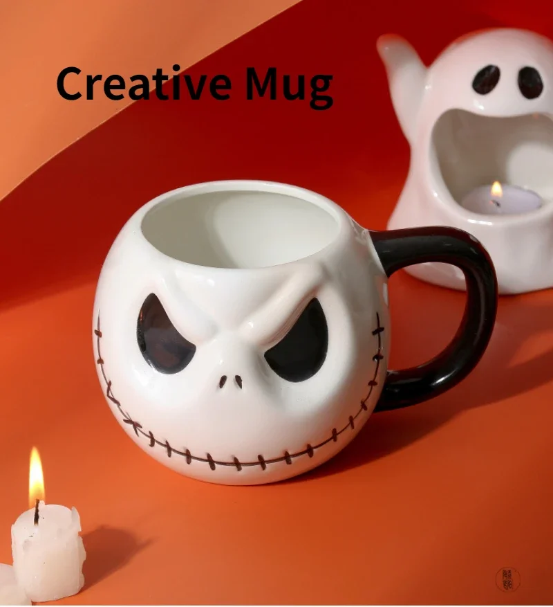 

Halloween Skull Cup with Handle, Lidless Ceramic Cup, Funny Water Cup Mocha Cup 600ML Personalized Custom Creative Modeling Mug