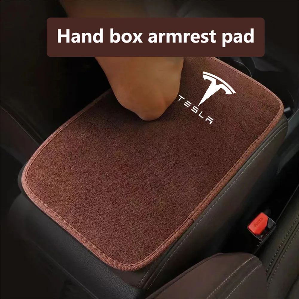 

Plush Material Car Central Armrest Box Mat Nonslip Protective Cover Pad For Tesla Model 3 S Y X Interior Accessories