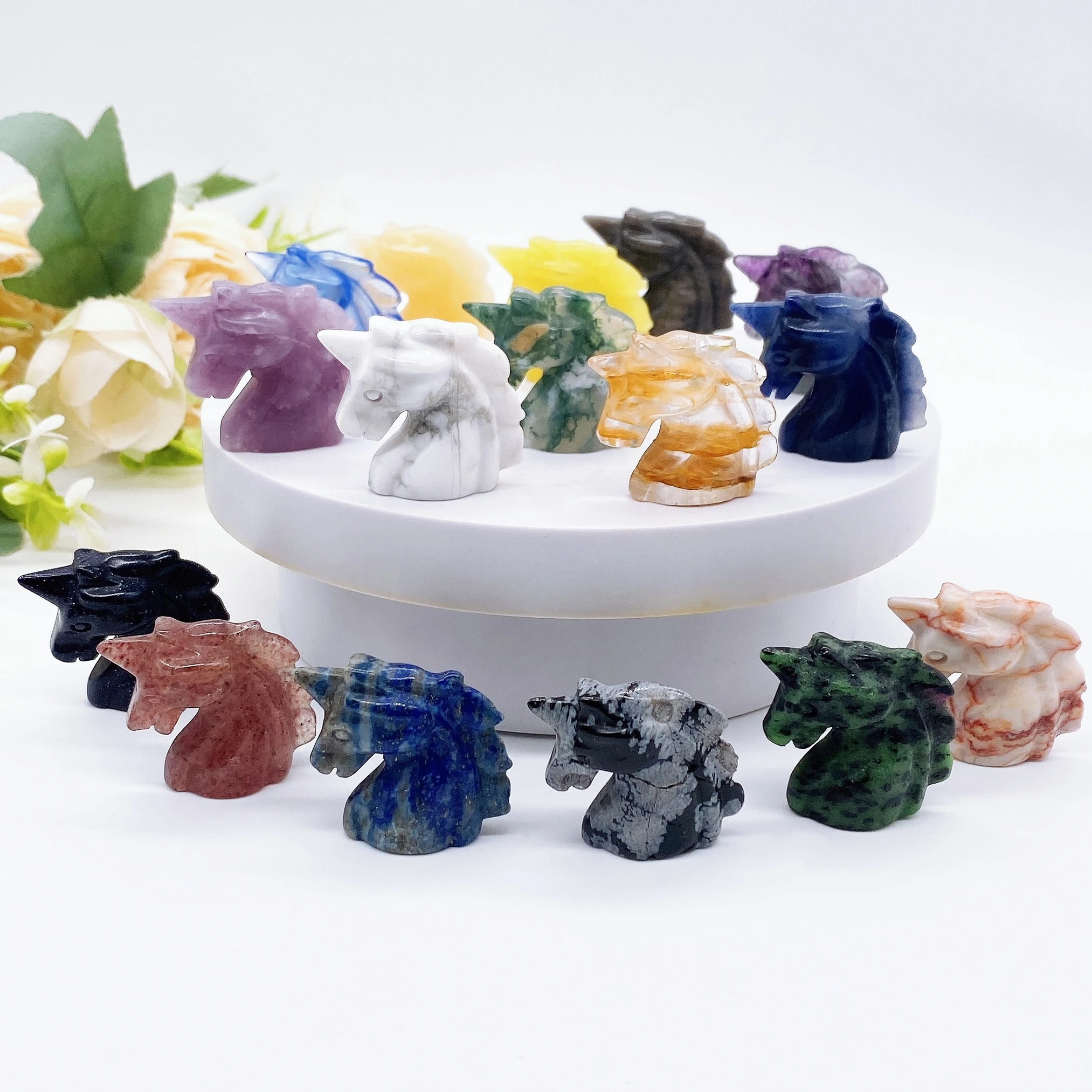 Статуэтка единорога из натурального кристалла резная фигурка животного