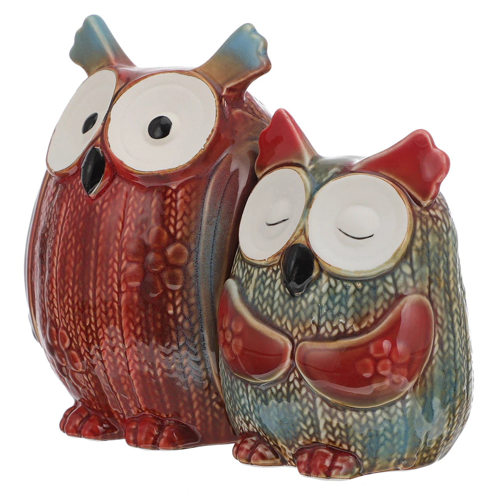 

2Pcs Ceramic Owl Ornaments Animal Sculpture Decors Indoor Home Decorations