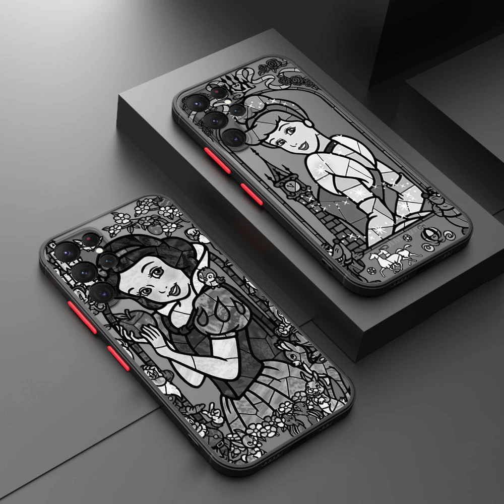 

Disney Beauty Snow White Phone Case For Samsung S22 S21 Ultra S20 FE S10E S10 Lite Plus Frosted Translucent Matte Cover