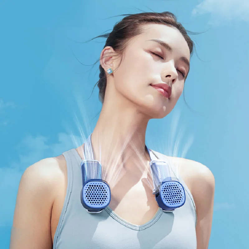 

DAEWOO Hanging Neck Fan Portable Lazy Folding Small Fan USB Charging Leafless Refrigeration Air Conditioner Mute Small