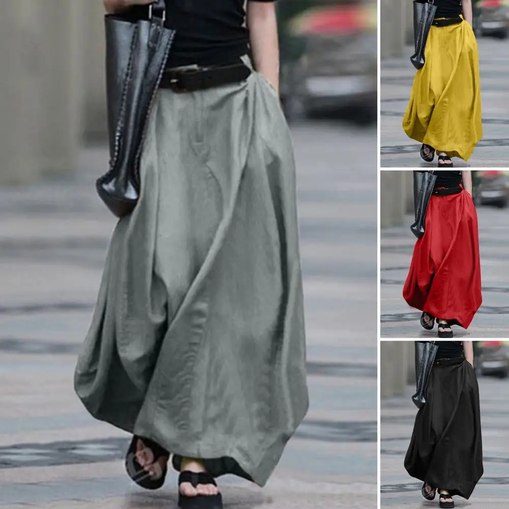 

Elegant Stylish Sweet Pure Color Long Skirt Streetwear Maxi Skirt All Match for Gathering