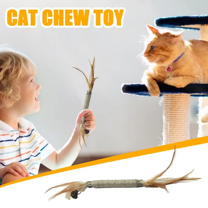 Кошачья мята палочки для чистки зубов кошек натуральная сизалевая веревка перо