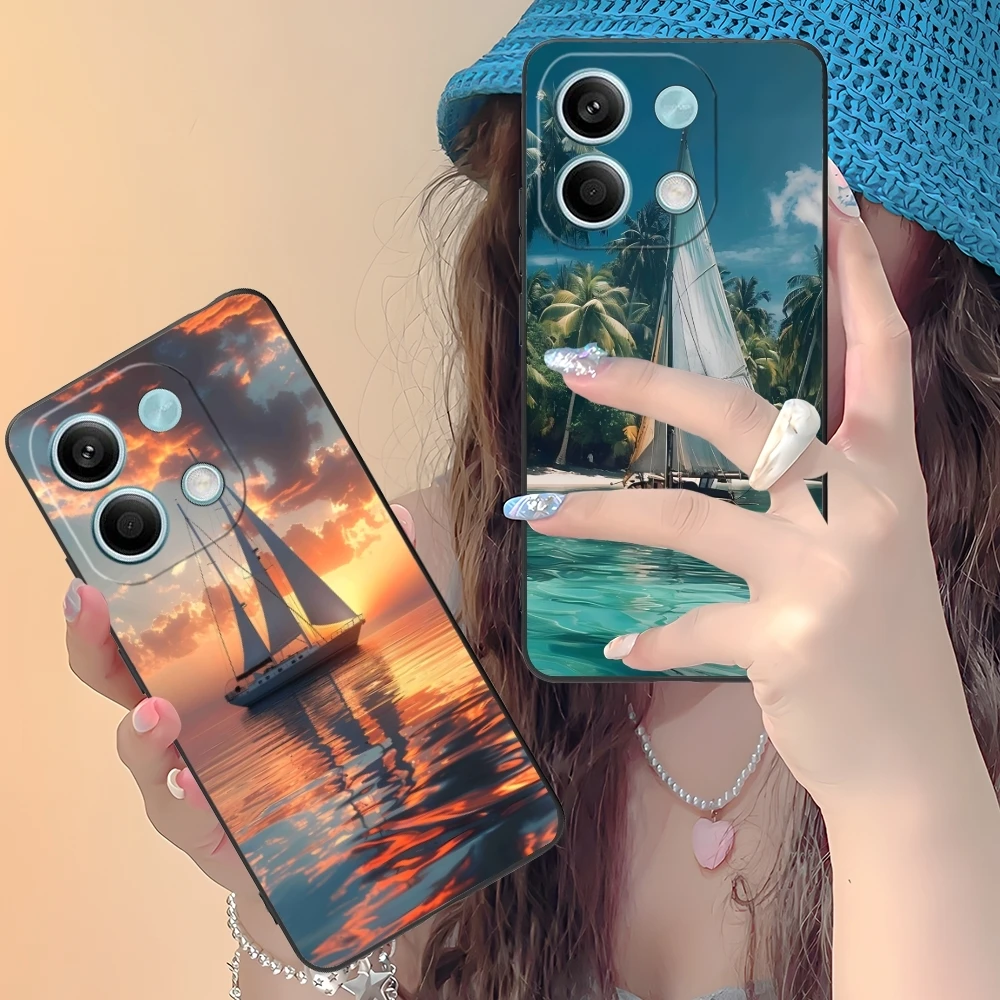 Чехол для мобильного телефона с изображением парусника Xiaomi Redmi Note 13 12 11 10 9 8 7 6 S A Pro