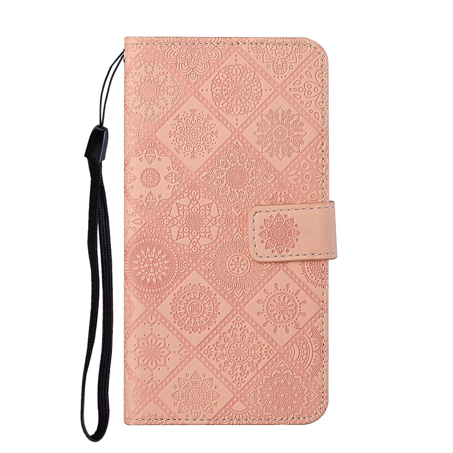 Flip Phone Case for iPhone 14 13 12 Mini SE 2020 11 Pro Max XR Xs 6 7 8 Plus Embossed Leather Wallet Protect Book Cover Lanyard