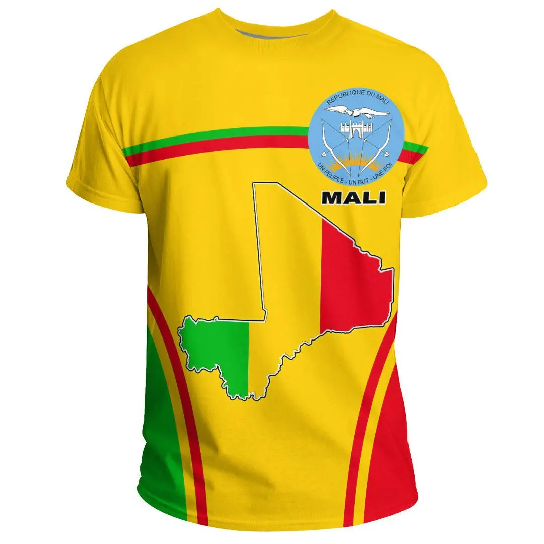 

Mali Flag & Coat of Arms Graphic Tee Summer Casual Streetwear Men's Fashion Loose T-shirts Boy Oversized Short Sleeve Tops