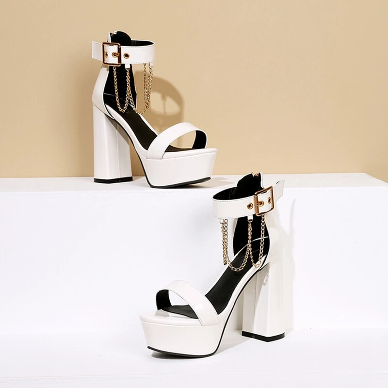 

Женские босоножки с открытым носком, на высоком толстом каблуке и платформе