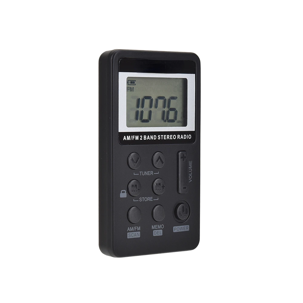 

Radio Portable AM/FM Dual Band Stereo Pocket Radio Receiver with LCD Display & Earphone & Rechargeable Battery
