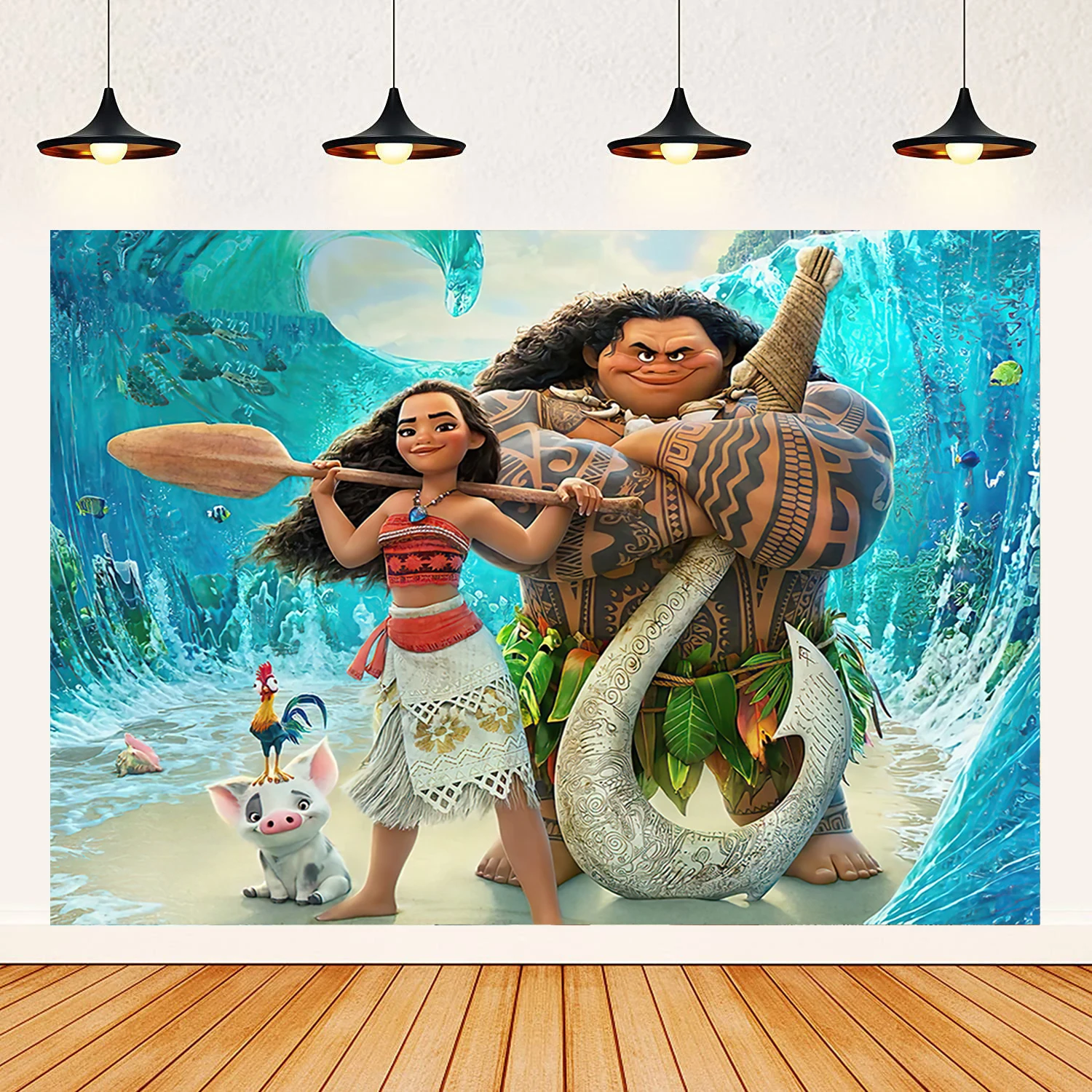 

Фон на тему Моаны для детей и девочек, вечерние украшения для детской вечеринки, баннер, подарки, реквизит для фотосессии с героями мультфильмов Vaiana