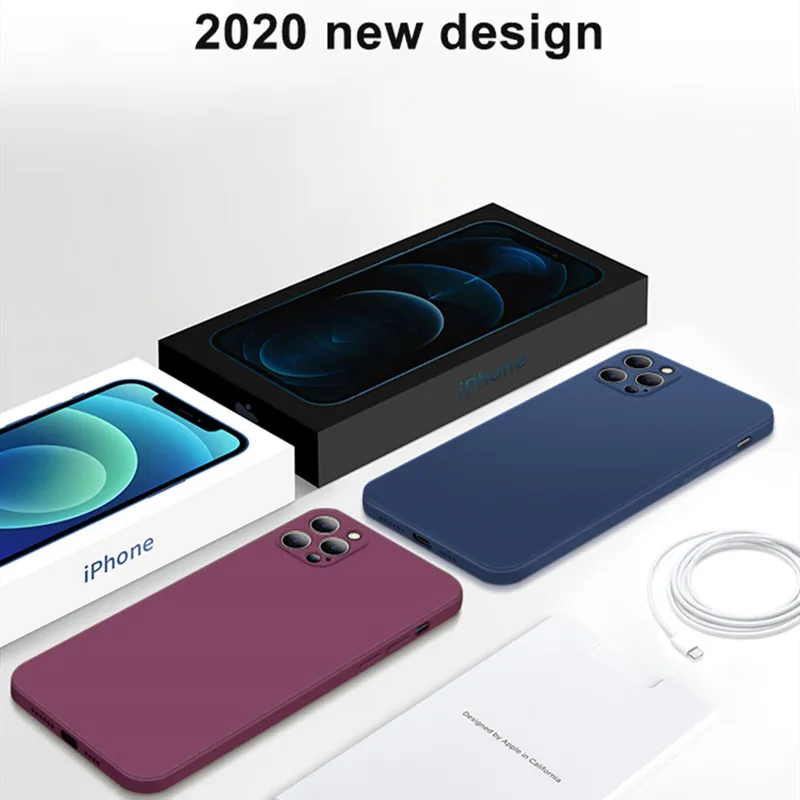 2021 Square Liquid Silicone Phone Case On For iPhone 11 12 13 14 Pro Max Mini XS MAX X XR 7 8 PLUS SE Back Full Ultra Soft Cover