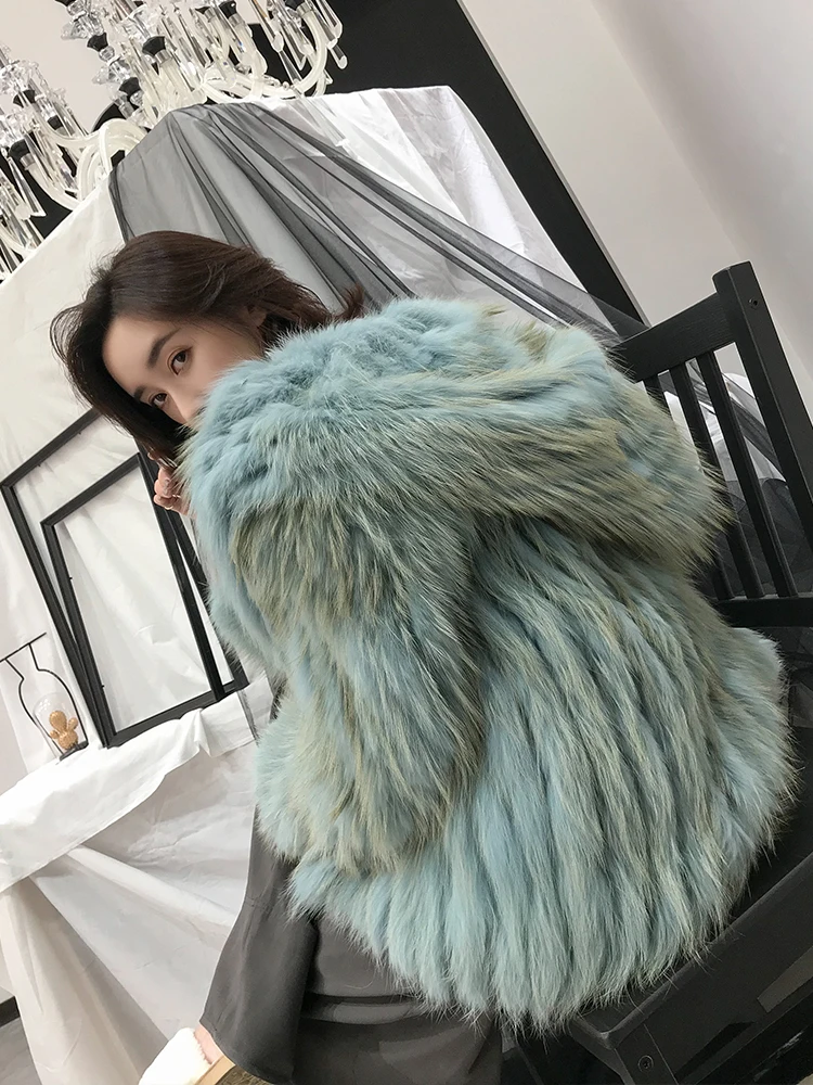 Red Fox Fur Striped Real Fur Coats and Jackets Women Korean Women's Short Full Fur Hooded Long-sleeved Fur Jacket New Style