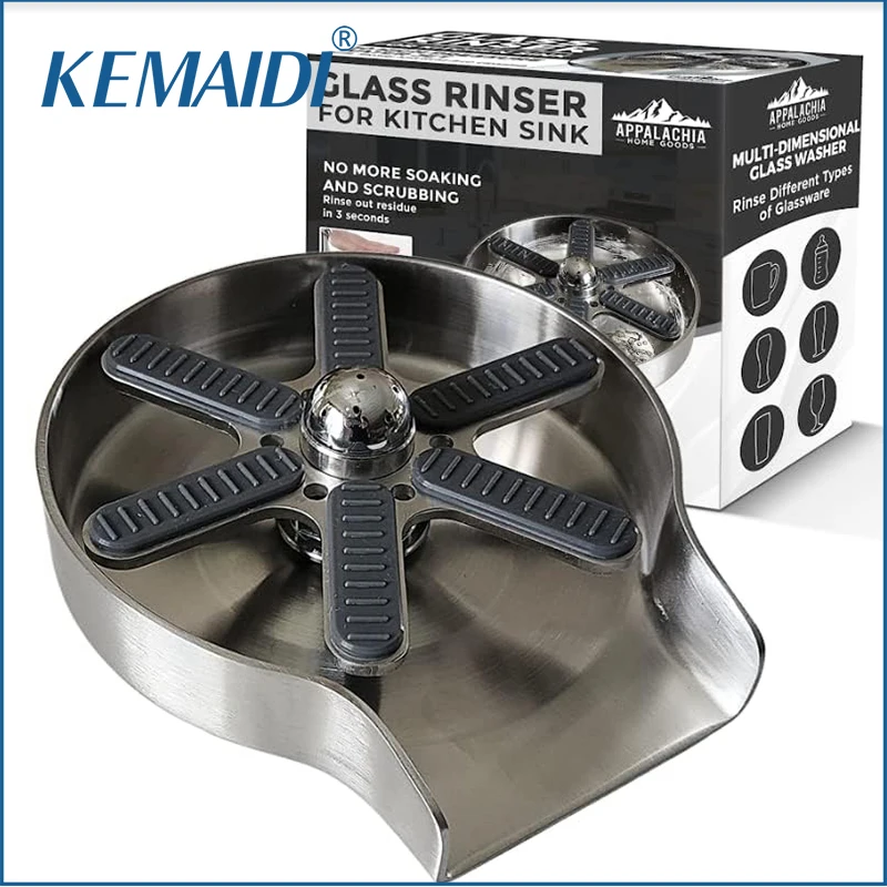 KEMAIDI Glass Rinser for Kitchen Sink Commercial Grade Metal Glass Washer Glass Bottle washer Cup Cleaner Baby Bottles 