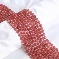 natural crystal faceted strawberry quartz crystal spacers beads for jewelry making diy bracelet necklace 14 strand 2 3 4mm