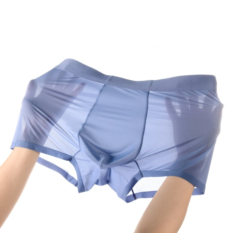 Summer 50g Ice Silk Men's Quick Drying Boxer Shorts Breathable Ultra Thin Translucent Underpants Wholesale Youth Nylon Underwear