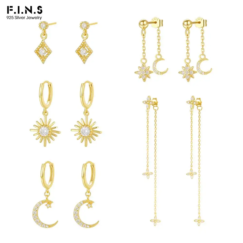 F.I.N.S стерлингового серебра 925 пробы с цирконием звезда луна солнце