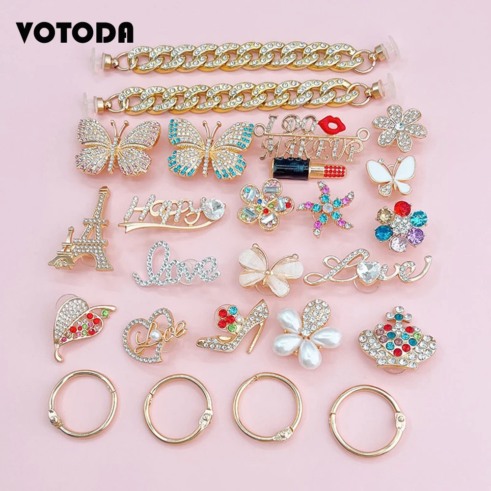 Fashion Bling Shoe Charms For Croc Sandals Decoration Crystal Pearl Rhinestones DIY Shoe Accessories Luxury Women Girl Gifts