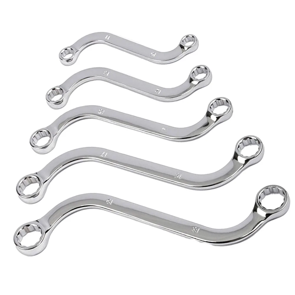 

Brand New Wrench Wrench Set 12-Point 5pcs/Set Anti-rust Double Wrench Durability Professional S Type Wrench Set