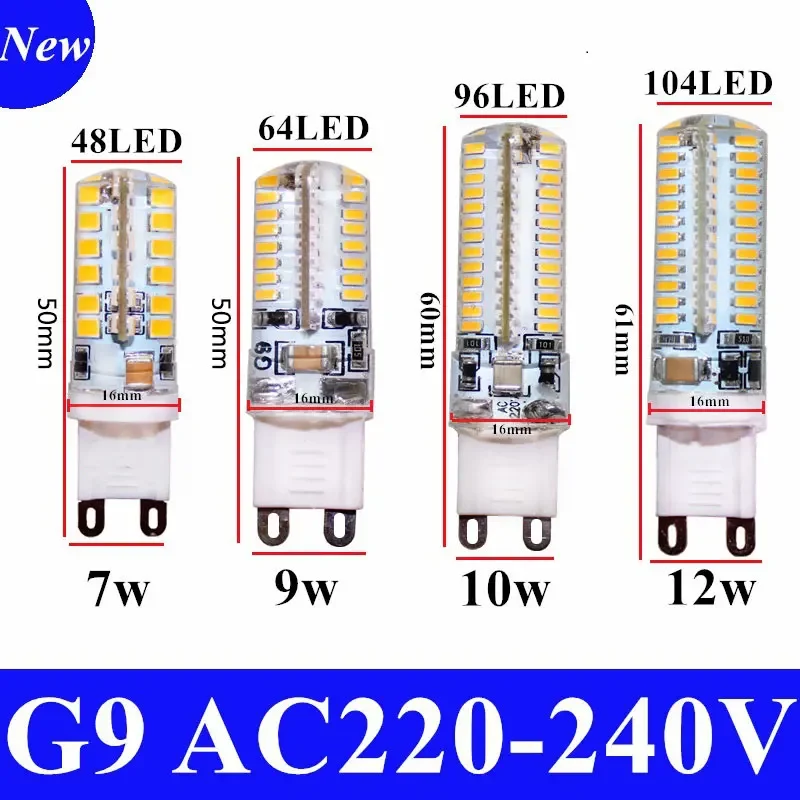 

Светодиодная лампа G9 7 Вт 9 Вт 12 Вт 15 Вт 20 Вт AC110V 220 В Светодиодная лампа SMD 2835 LED G9 Замена галогенной лампы 30/40 Вт для домашнего использования