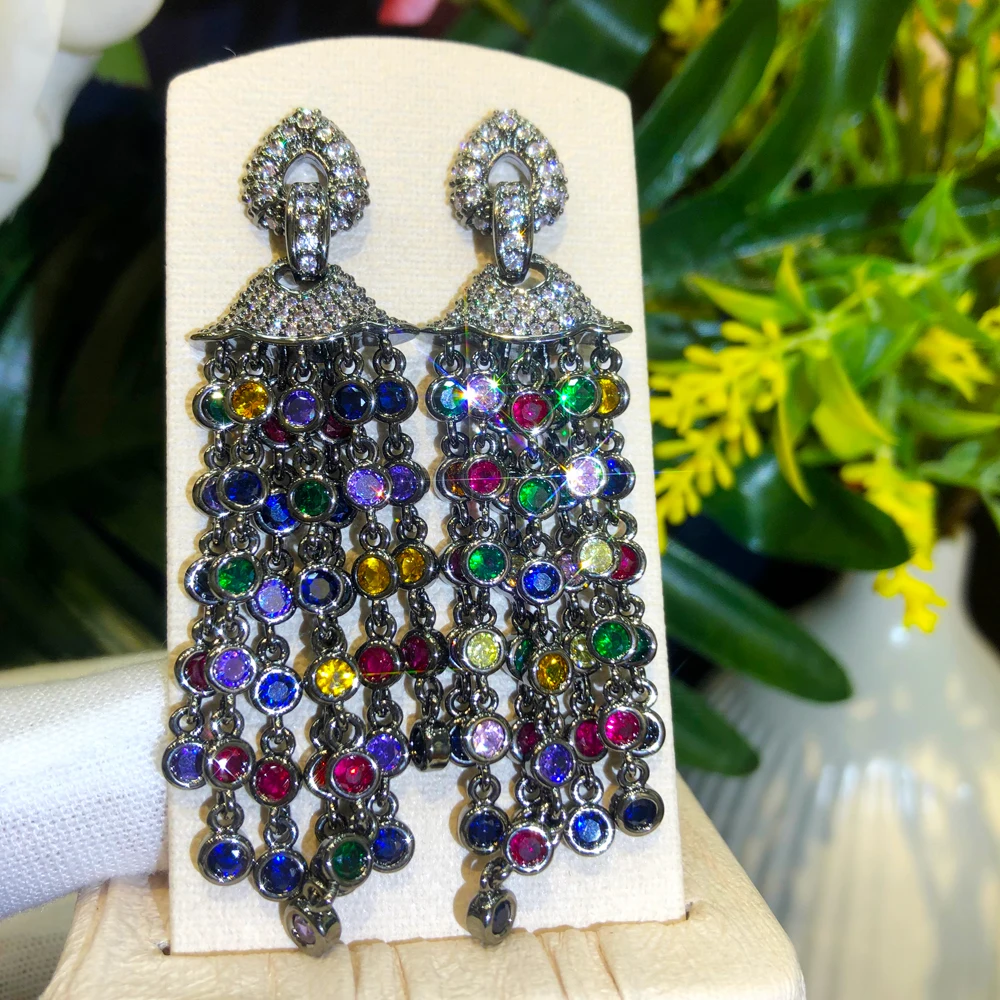 

missvikki Trendy DIY CZ Long Original Pendant Earrings for Women Girl Daily High Quality Japanese Korean Gothic Accessories