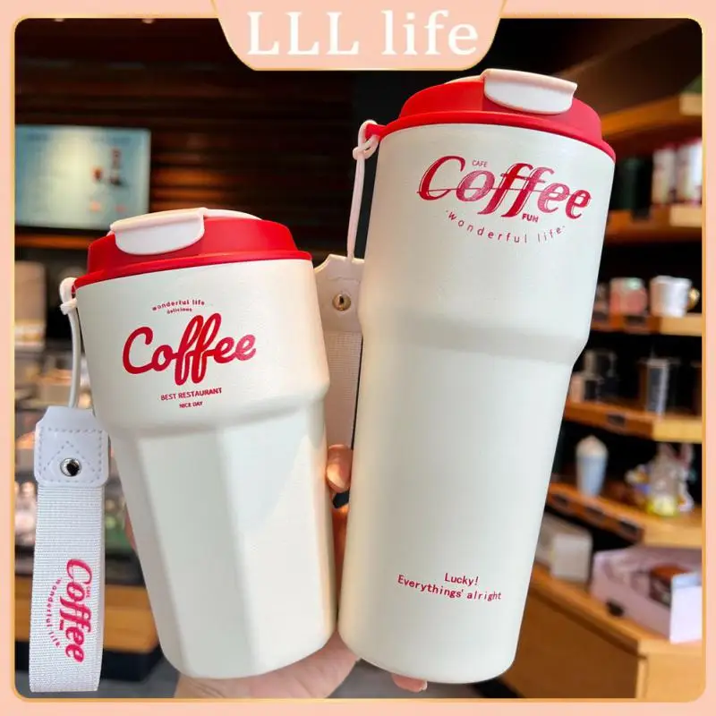 

Double Coffee Mug Wtih Rope Portable Coffee Cup Stainless Steel New Fashion Thermos Bottle Wholesale New 420ml/620ml 2023