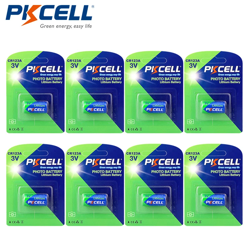 

8Pack/8Pcs*PKCELL 2/3A Battery 16430 CR123A CR123 CR17345(CR17335) 1500mAh 3V Lithium Battery Batteries for Camera