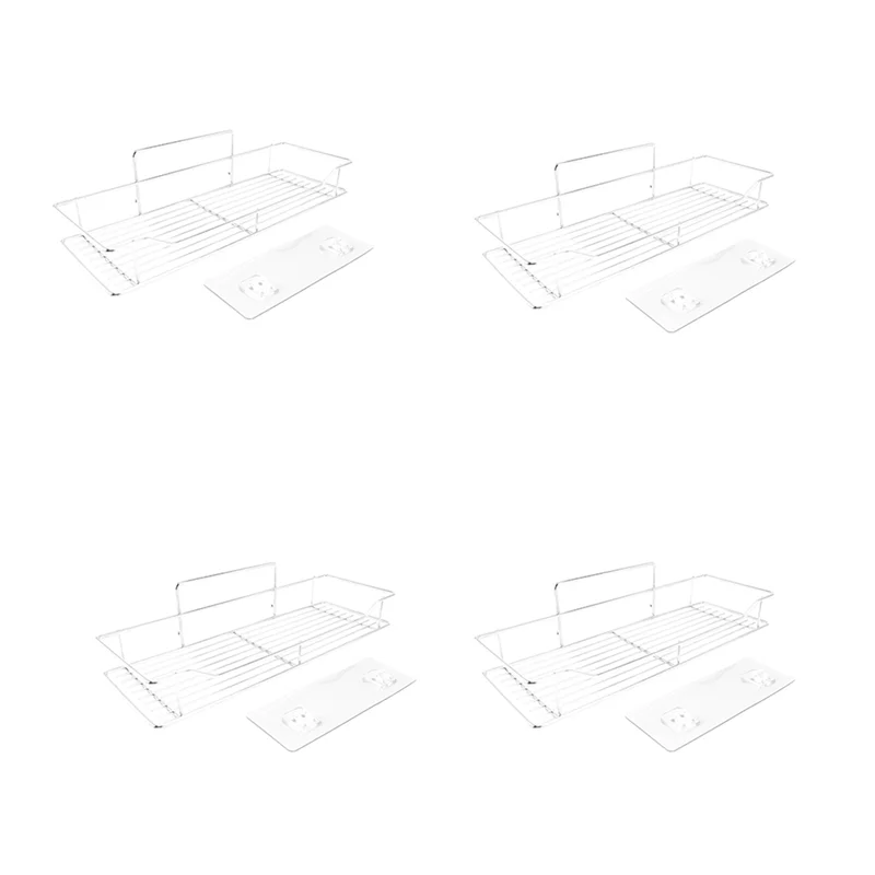 

4X Stainless Steel Bathroom Storage Shelf Punch-Free Kitchen Bathroom Toilet Wall Hanging Storage Rack Large
