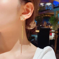 temperament elegant long tassel butterfly drop earrings gold 2022 fashion pendant ladies summer jewelry party earrings gift