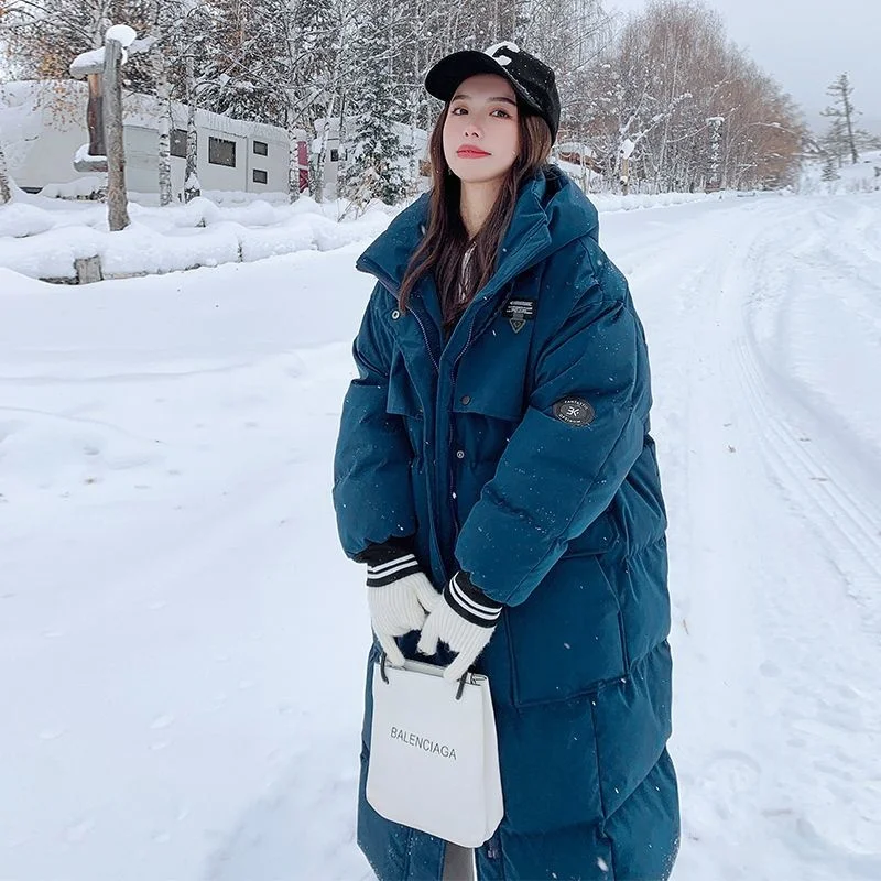 Winter Coat Women Blue Down Padded Parkas Women's 2022 New Mid-length Over-the-knee Warm Jacket Women Winter Clothes Women Coat