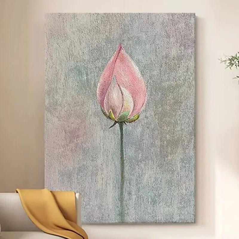 Картина маслом Лотос с бутонами ручная работа для спальни украшение дома