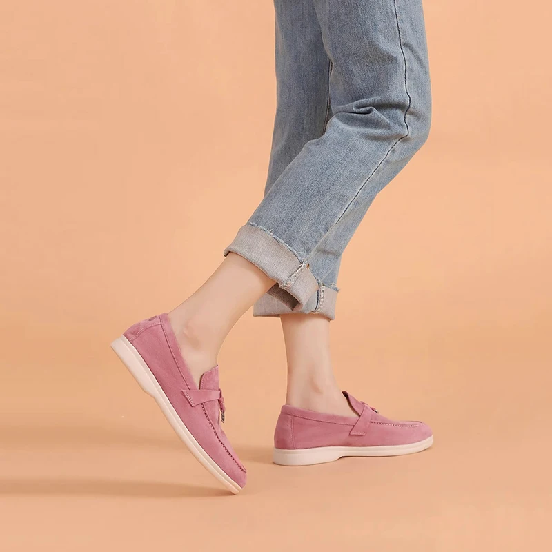 Spring Autumn LP Casual Soft Flat Loafers for Women Man New Classic Summer Walk Moccasins Couple Fashion Suede Slip Shoes