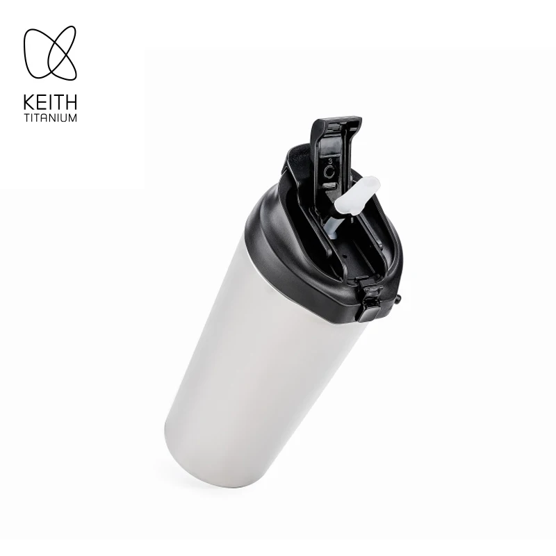 Фото Термокружка KEITH из чистого титана, 600 мл, с двойным режимом питья, герметичная, ультралегкая, портативная бутылка для автомобиля, офиса, активного отдыха и повседневного использования №3