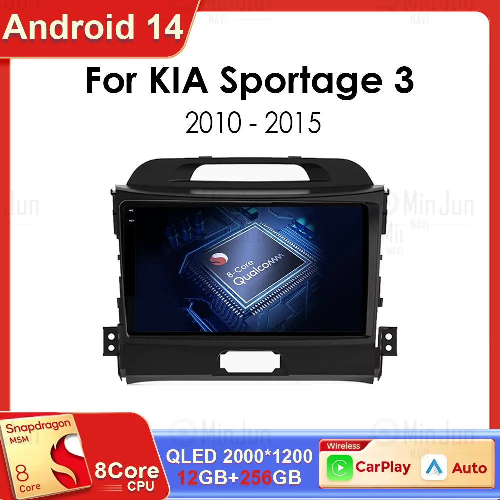 9 &quotAndroid 14 беспроводной CarPlay авто радио для KIA Sportage 3 2010-2015 2016 Qualcomm мультимедийный