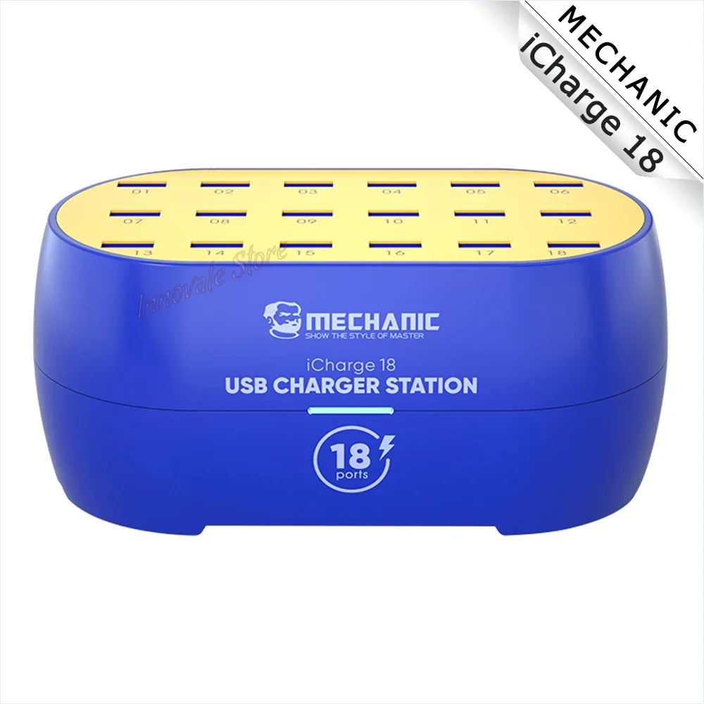 

Многопортовое зарядное устройство MECHANIC iCharge 18 с USB, 5 В, 1-130 А, Вт, поддержка планшета Apple Android и другой USB-зарядной станции