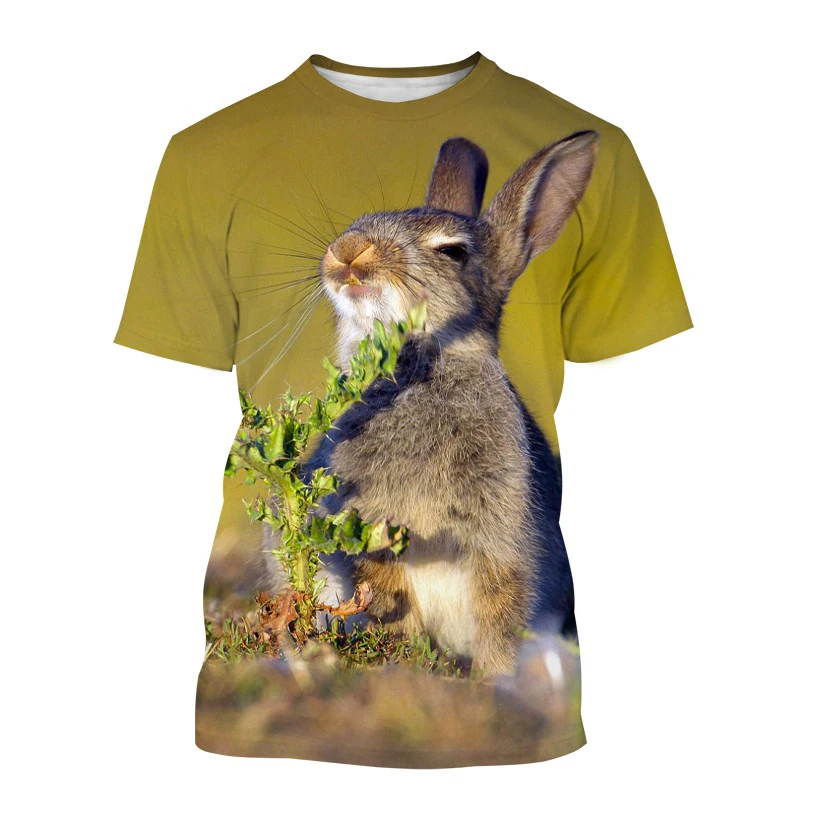 

New Cute Animal Rabbit 3D Printing T-shirt Fashion Unisex Harajuku Street Style Casual Round Neck Short-sleeved T-shirt XXS-6XL