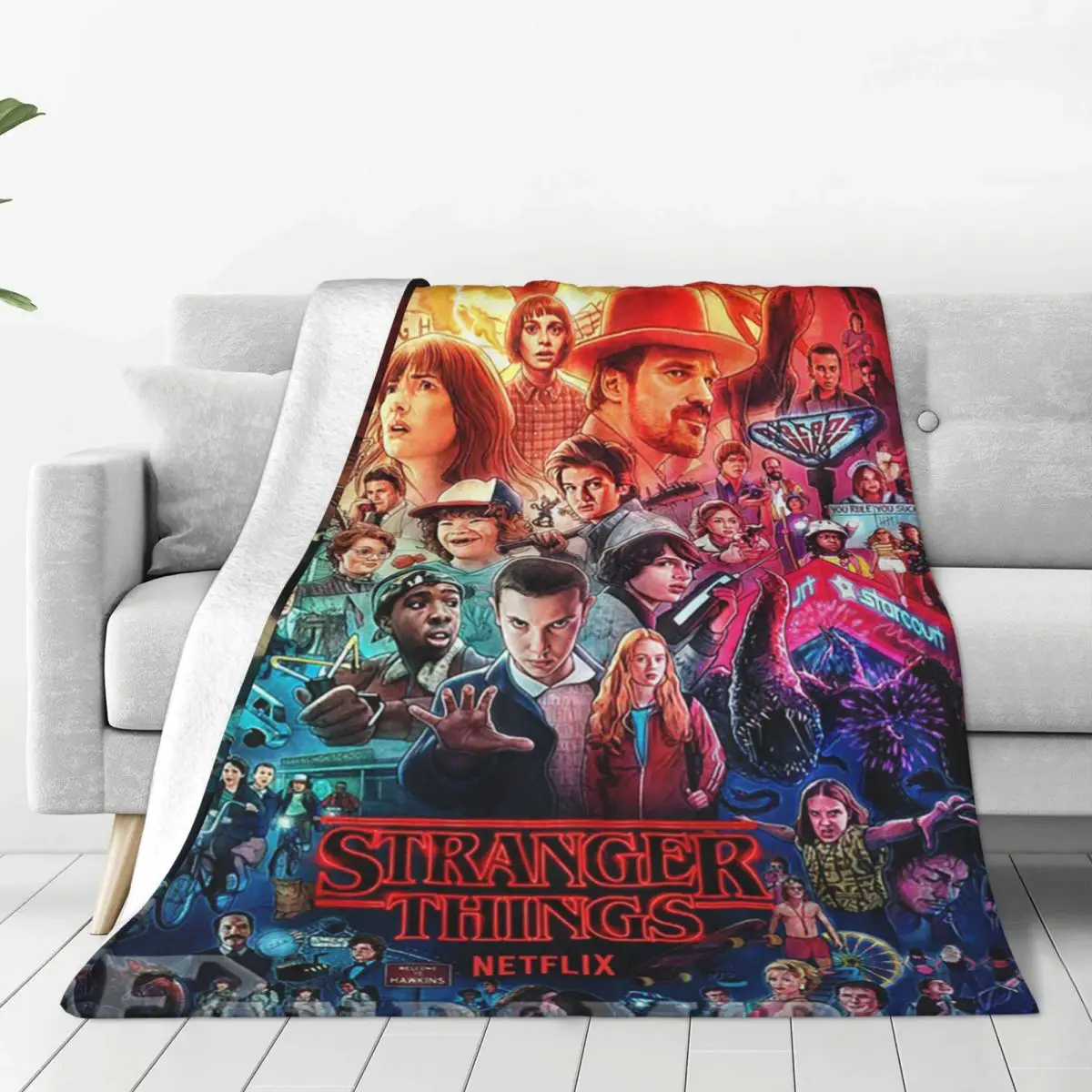 

Stranger Horror Tv Blankets Things Movie Plush Vintage Throw Blanket for Home 200x150cm Rug Piece