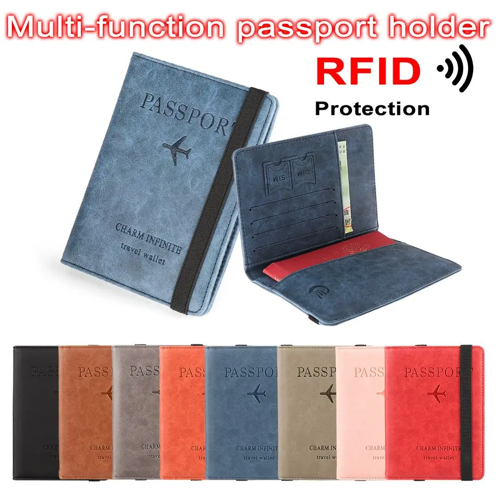 

Многофункциональный кожаный чехол с отделением для кредитных карт, Ультратонкий чехол для путешествий, держатель для паспорта, сумка для паспорта, кошелек с RFID-защитой