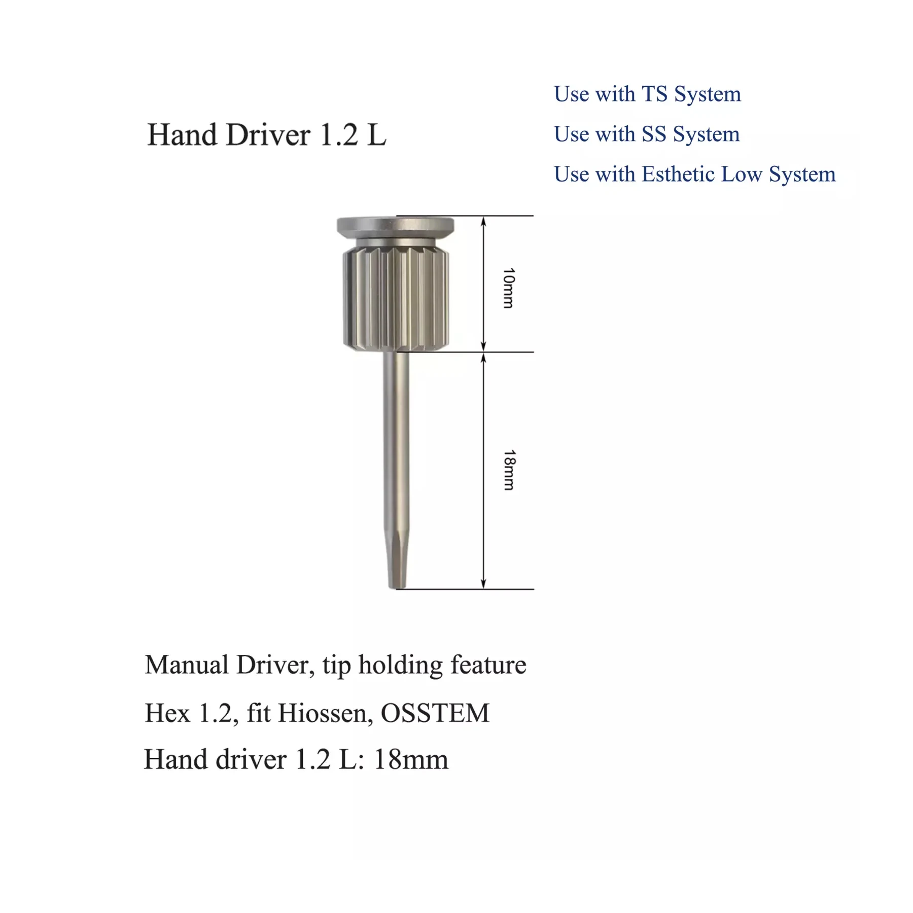 Ручная отвертка OSS для имплантации шестигранная 1 2 мм