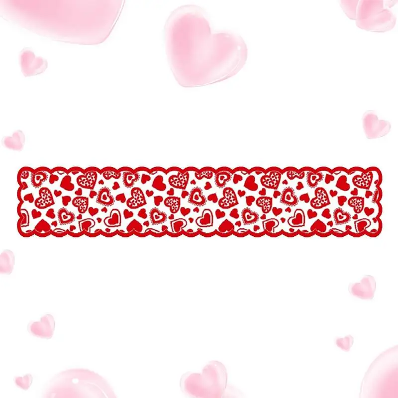 

Настольная дорожка на День святого Валентина, настольная дорожка с красными искусственными кружевными сердечками для свадебной вечеринки