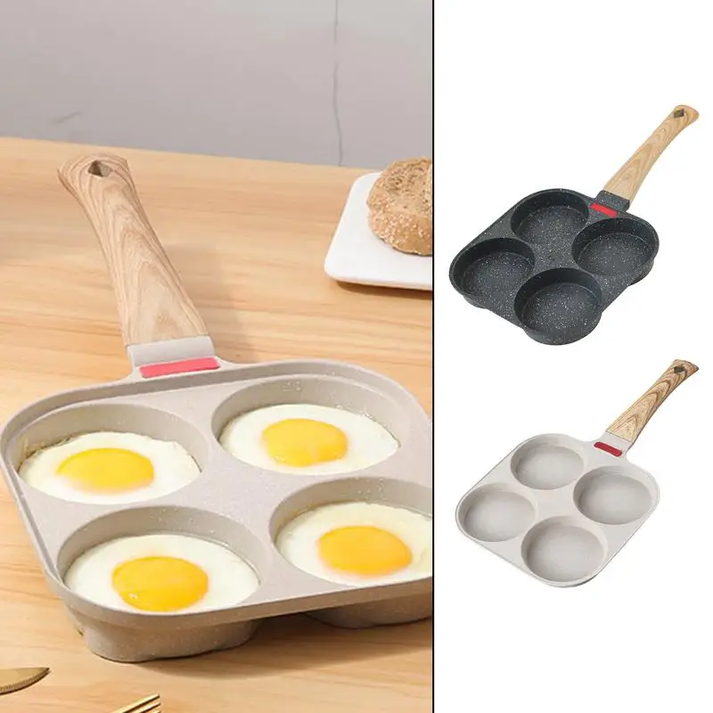 

Egg Pan Omelette Pan Long Handle Breakfast Skillet Cooking Maker Nonstick 4-hole Egg making Pan Universal Omelets Pancakes Maker