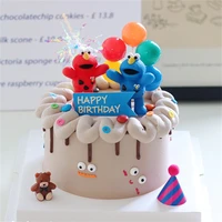 cute red blue toy childrens day boy birthday cake topper baking decoration colorful ball hat dessert cupcake supplies dress up