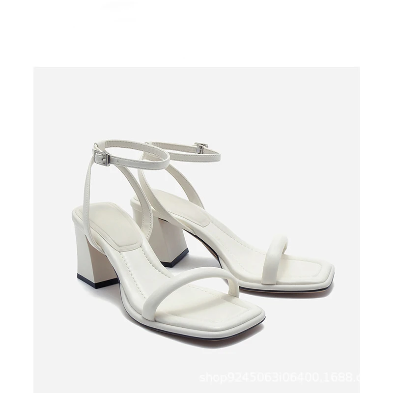 

U1R Women's Shoes 2023 Summer New Line Women's One Line Square Headed Thick Heels High Heels Open Toe Fashion Versatile Sandals