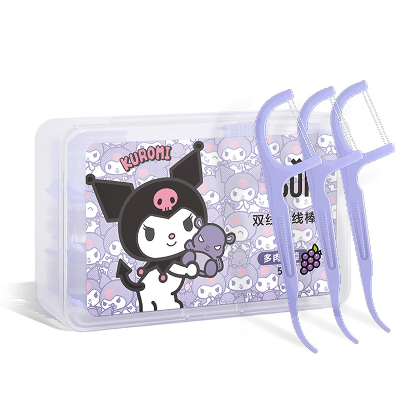 50 шт. Sanrio Kuromi Floss Toothpick My Melody Fruit Flavor Dental Pick Зубочистка Засіб для чистки зубов с