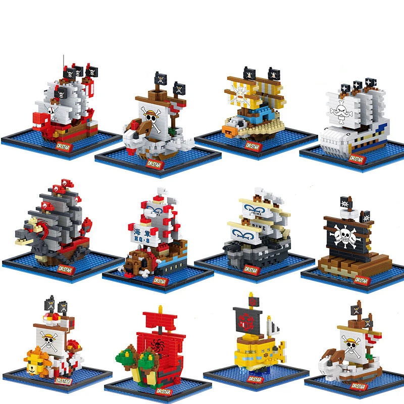 

One Piece Building Blocks Pirate Ship Thousand Sunny Bricks Anime Mini Action Figures Heads Assembly Toys Kids Birthday Gifts