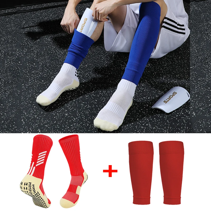 

A Set of High Elastic Football Leg Cover Plus Adults Kids Anti Slip Socks Professional Sports Protective Gear Suitable