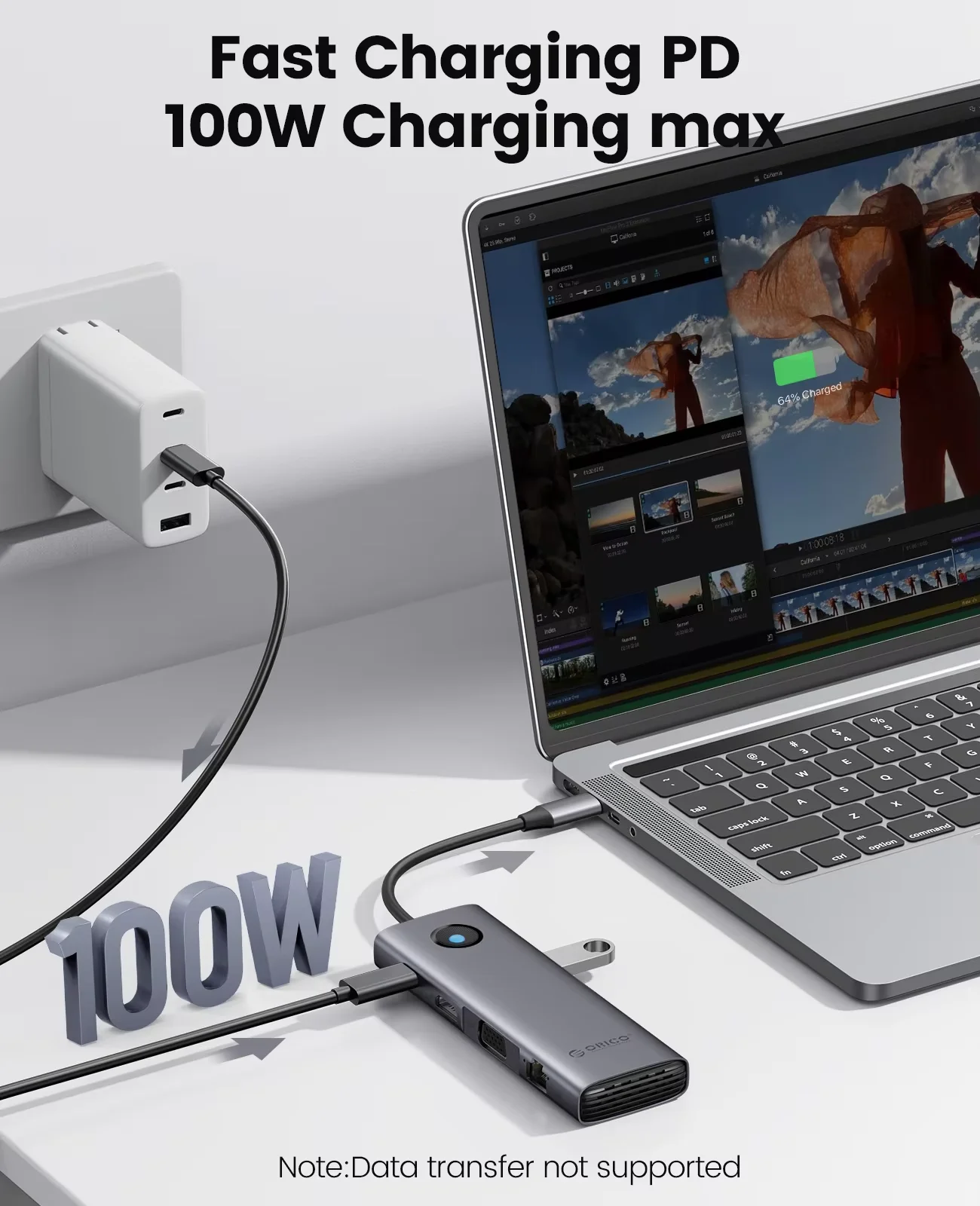 Фото ORICO 5 Гбит/с USB C-концентратор 4K60 Гц Type-C к HDMI RJ45 PD100W SD и TF USB-адаптер для iPad Macbook Аксессуары для ноутбуков Док-станция №2