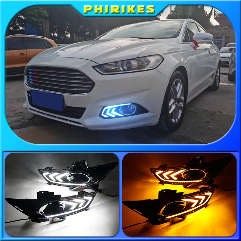 

Дневные ходовые огни 2 шт., 3 цвета в светильник Ford Mondeo Fusion 2013 2014 2015 2016 с отверстием для противотуманной фары